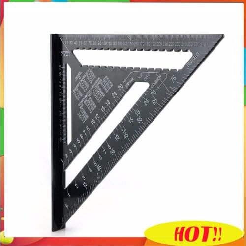 Angle Ruler 7/12 inch Metric Aluminum Alloy Triangular Measuring Ruler Woodwork Speed Square Triangle Angle Protractor
