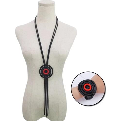 YD&YDBZ Punk Style Bracelets And Necklace Sets For Women Big Round Rubber Pendant Jewelry Set Ethnic Clothes Accessories Gift