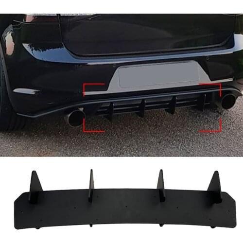 Rear Bumper Lip Diffuser 4 Fins For VW Golf 7.5 MK 7.5 GTI 2014-2017 Exterior Car Tailgate Blade Frame Center Spoiler Splitter