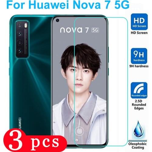 3Pcs 9H protective film for huawei nova 7i 7 6 se 5T 5Z 5 5i pro tempered glass phone screen protector on the glass smartphone