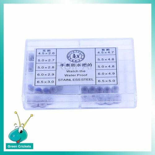 Wholeslaee 50pcs/box Waterproof watch Crown replacement Stainless Steel Watch Crown set for watchmaker watch repair
