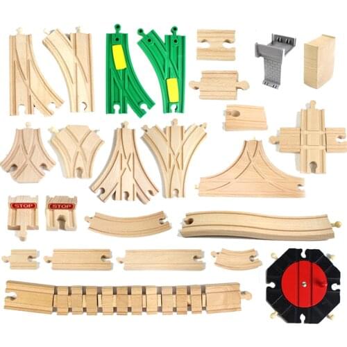 New Wooden Train Track Accessories Beech Wood Train Railway Parts For Thomas Biro All Brands Train Toys Racing Tracks