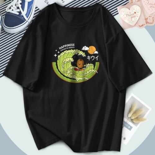 Kiwi Cute Cartoon Women T-shirts O-Neck Short Sleeve 2021 Retro Tshirts Hip Hop Vintage Tees Funny Clothing Tops Camiseta Female