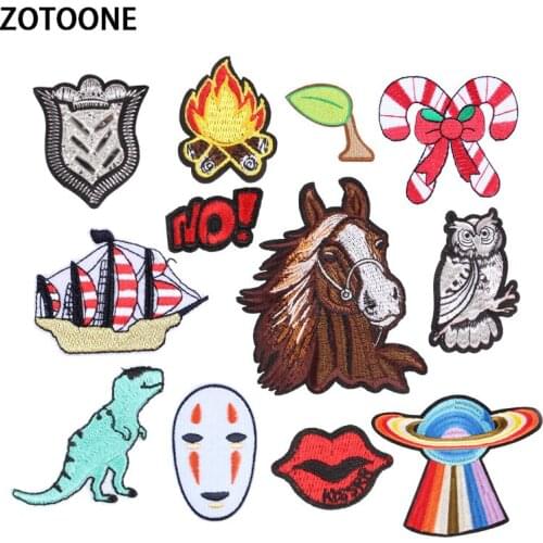 ZOTOONE Aliens Lip Patch Letter Kids Cheap Cute Embroidered Patches Iron on Cartoon Anime Patches for Clothing DIY Appliques E
