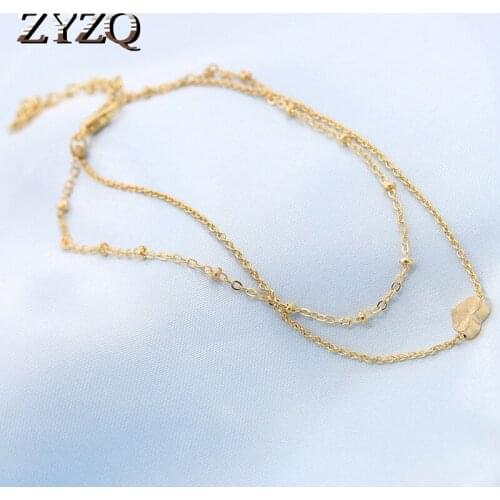 ZYZQ New Come Double Layered Chain Anklets Wityh Romantic Lovely Heart Shaped Pendant Simple Euro Stylish Accessories Anklets