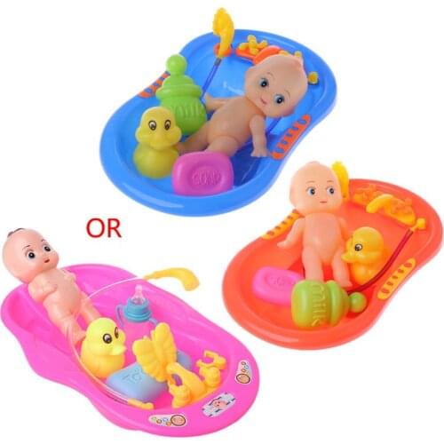 1Set Bathtub With Baby Doll Bath Toy For Child Water Floating Toys Early Educational