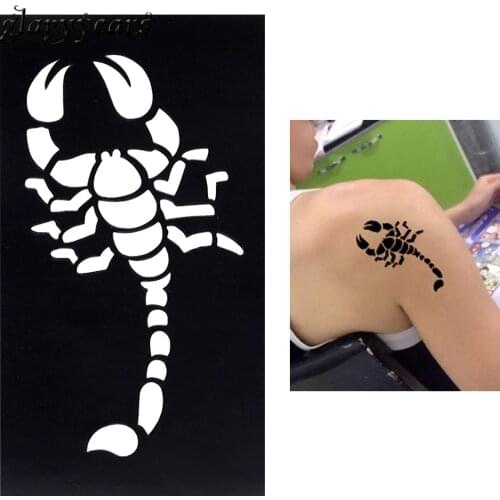 1 Piece Scorpion Pattern Henna Tattoo Stencil Woman Man Arm Body Art Small Henna Indian Waterproof Tatoo Sticker Stencil Top G25