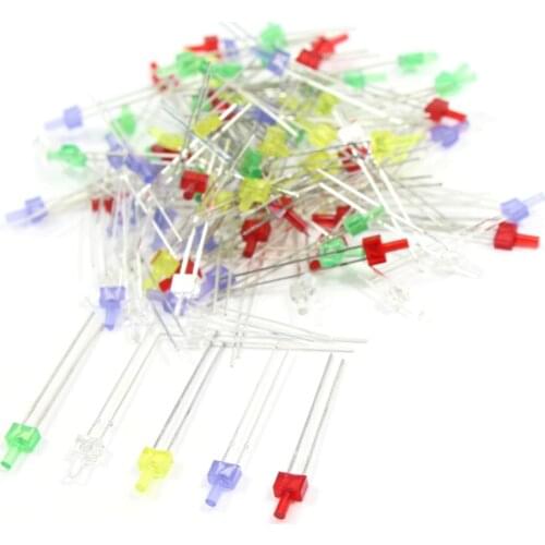 100PCS 2mm Mixed color Mini LEDs & Free Resistors LED2 Red Green Yellow Blue White model train ho scale railway modeling