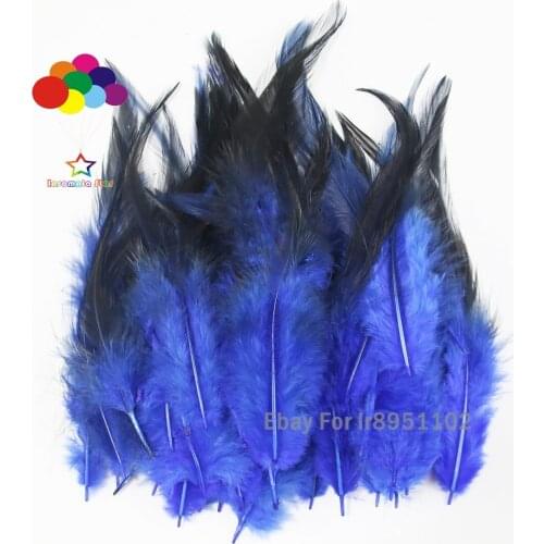100pcs Dyed Sapphire TOP Quality Rooster Saddle Plumage Feathers Carnival plumas faisan colores view cock