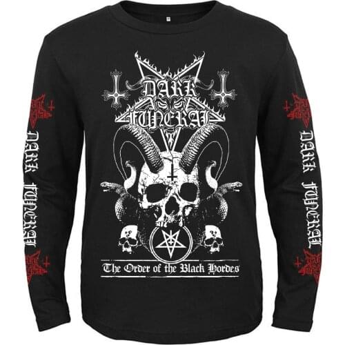 12 Designs DARK FUNERAL Skull Death Rock Band Demon Men Women Full Long Sleeves Shirt Black Metal Tee Rocker