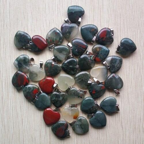 2019 fashion good quality natural Bloodstone love heart shape pendants for jewelry making 20mm 50pcs/lot Wholesale free shipping