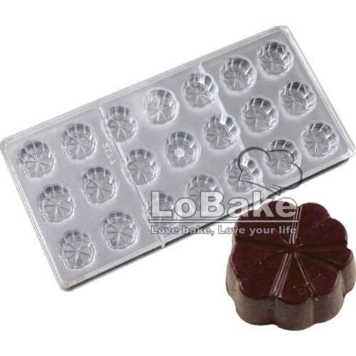 21 cavities Clover Flower shaped chocolate by PC Polycarbonate mold formas de silicone para bolo e doces for baking supplies