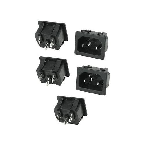 5 Pcs Panel Mounting IEC 60320 Male Power Supply Plug 15A AC 250V