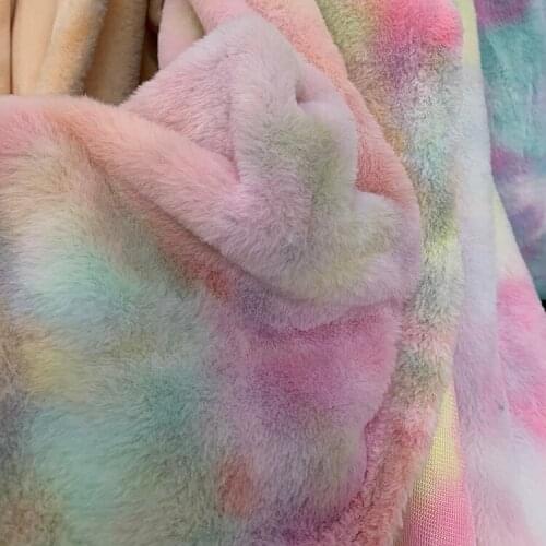 50*165cm Gradient Color Imitation Rabbit Fur Grass Fabric Thick 8mm Pile Plush Clothing Decorative Carpet Handmade DIY Fabric
