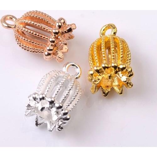 50 PCS 10*16.5mm Fashion Metal Alloy Flowers Pendant Connectors Gold/KC Gold/Silver Color Charm For Jewelry Making