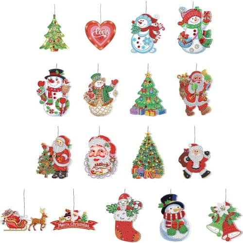 5D Christmas Diamond Painting Hanging Light Festive Rhinestone LED Lamp Pendant DIY Home Party Art Craft Decoration ForKids Gift