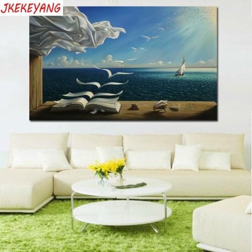 5D DIY square/round Diamond painting Window sea and book Cross Stitch Diamond Embroidery Pattern Rhinestone J1799