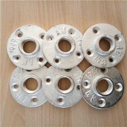 6pcs Iron Pipe Fittings Wall Mount Floor Antique DN15 Hardware Floor Flanges