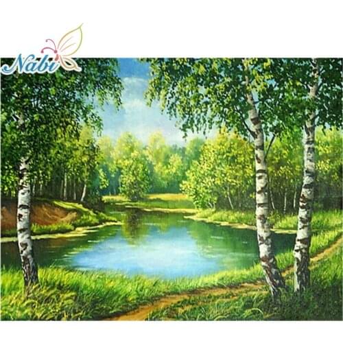Nabi DIY Diamond Painting Landscape Full Drill Square Diamond Embroidery Forest Cross Stitch Decor Home Picture Of Rhinestones