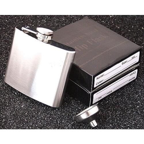 Free shipping 100 pcs New Portable Hip Flasks Stainless Steel Wine Pot Men Flagon With Funnel 5 Ounce 107g
