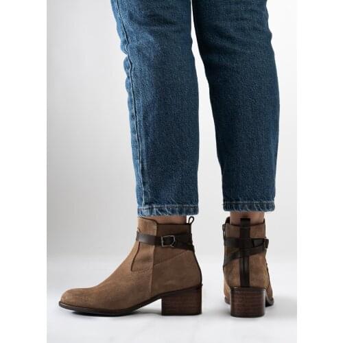 CZ London Genuine Leather Female High-Heeled Boots Zipper Wrist Buckled Lane