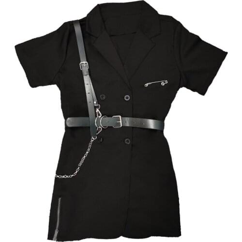 Children Girls Cool Belt Short Sleeve Black Shirt Summer Hiphop Dance Tops 6 8 10 years