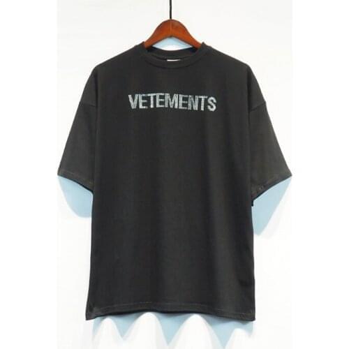 Vetements Short-sleeved Female Couple Loose Street Hip-hop Trend T-shirt Mens Cotton Round Neck Letter Print 001