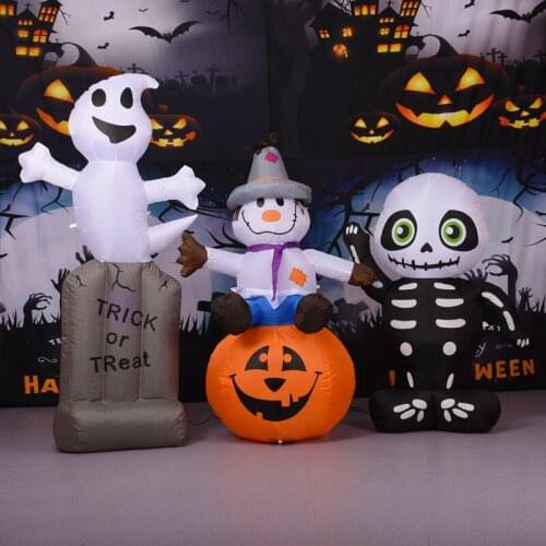 Halloween Skeleton Kid Greeting with Light Inflatable Halloween Outdoor Decorations Party Props Inflatable Model Ghost Festival
