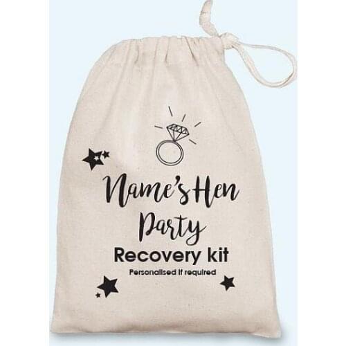 Custom bling ring wedding Bachelorette jewelry favor muslin gifts Bags bridal shower Party first aid Hangover Kits