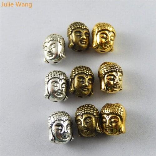 Julie Wang 12pcs Mixed 3 Color Alloy Charms Buddha Head Pendant Jewelry Making Bracelet Crafts Necklace Finding DIY Accessory