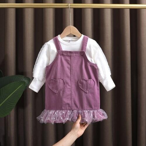 Spring baby girl clothes kids outfit sets T-shirt + suspender skirt suit for 1 2 3 4 5 6 years baby birthday girl clothing sets