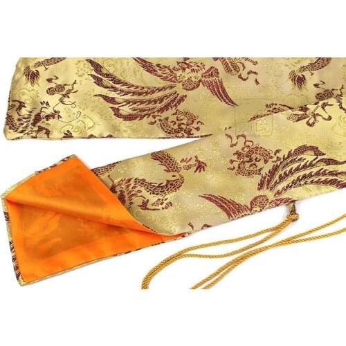 Nice Soft And Delicate Silk Sword Bag Fitting For Japanese Samurai Sword Katana Yellow Phoenix Design