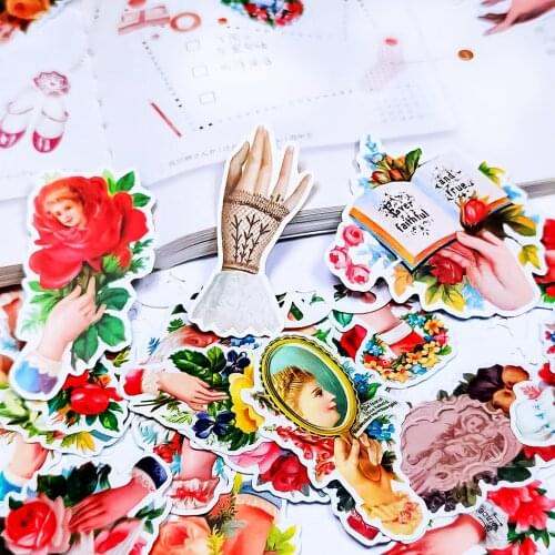 26pcs/ pack Creative Cute Self-made Vintage flower, hand Scrapbooking Stickers /Decorative Sticker /DIY Craft Photo Albums