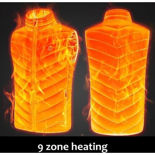 9 Place Heated Jacket Fashion Men Women Coat Intelligent USB Electric Heating Thermal Warm Clothes Winter Heated Vest Plussize