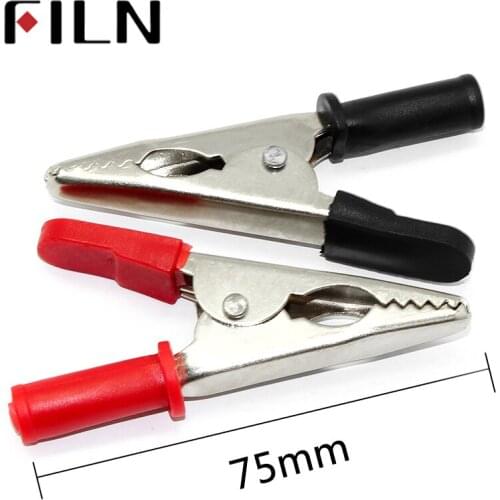 75mm Brass Nickel Plated Car Alligator Clips Battery Clamps Crocodile Clip Red Black