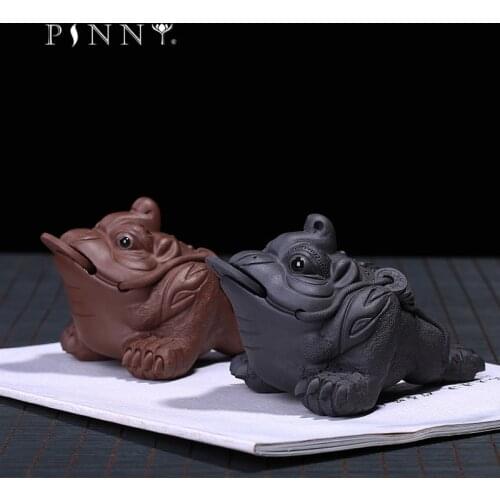 PINNY YiXing Purple Clay Mascot Toad Tea Pet Home Decoration Accessories Statues For Decoration Ceramic Tea Ceremony Ornaments