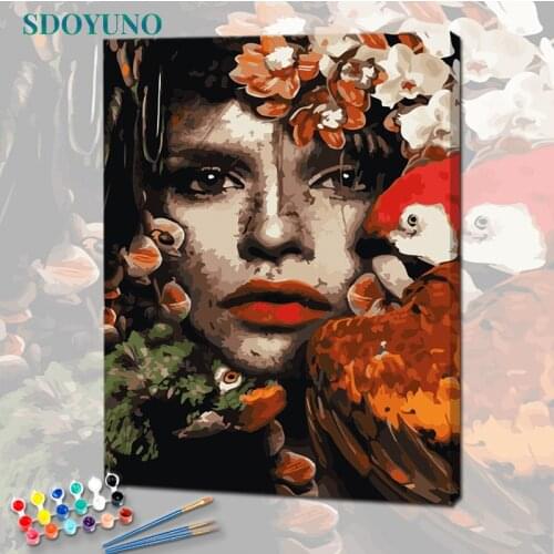 SDOYUNO Oil Paint By Numbers Kits Birds And Women DIY Painting By Numbers On Canvas Frameless 60x75cm Draw Painting Home Decor