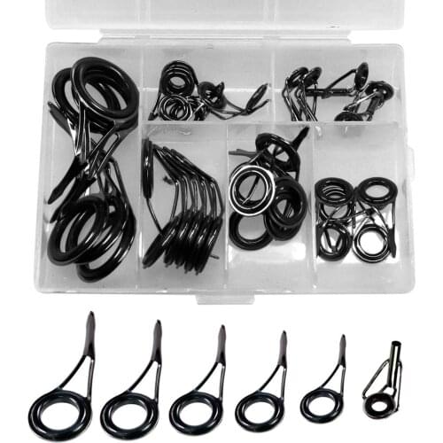 35pcs/lot Spinning Rod Guides Spare Parts Repair and Tips Top Fishing Rod Top Tips Replacement Fishing Accessories