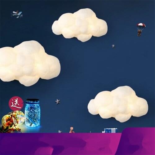 Nordic white cloud shaped wall lamps childrens princess room bedroom decorated cute battery wall sconces lights aisle fixtures