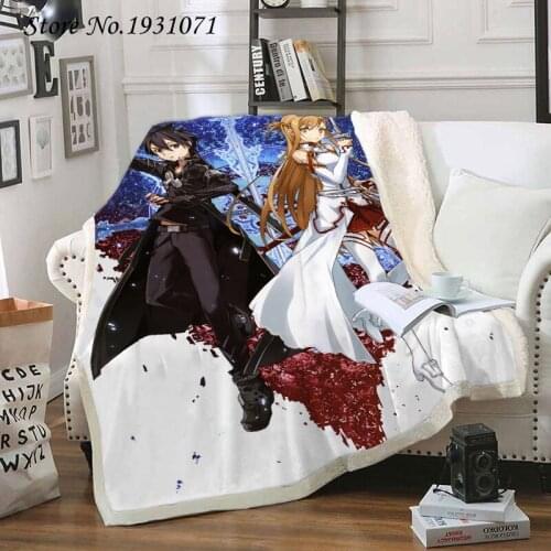 NEW Sword Art Online 3D Printed Fleece Blanket for Beds Thick Quilt Fashion Bedspread Sherpa Throw Blanket Adults Kids 07
