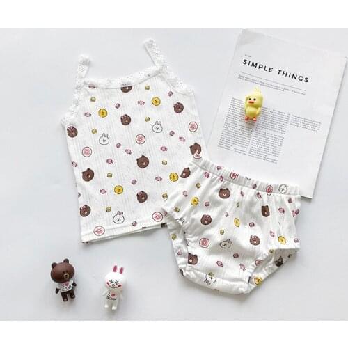 2019 Autumn Casual Cartoon Pajamas For Children Solid Short Sleeve Pajamas Kids High Quality Fashion Clothes