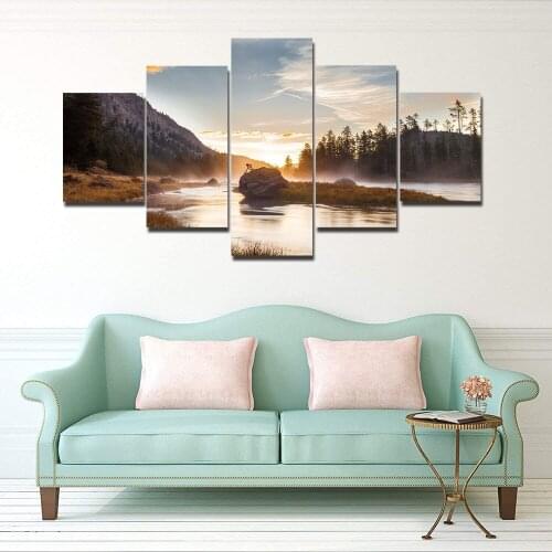 5 Pieces Landscape Poster Canvas Print Painting Modern Wall Art Home Decoration Picture For Hotel Living Room Hall