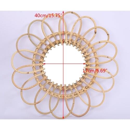 Hand Woven Rattan Dressing Mirror Innovative Art Decoration Makeup Mirrors Bathroom Bedroom Wall Hanging Mirror QX2E
