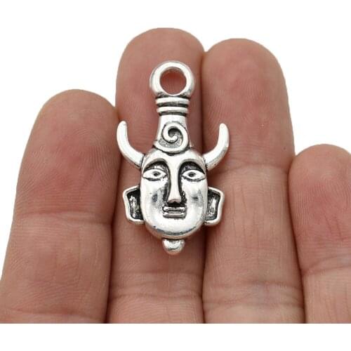 5pcs Antique Silver Plated Ox Head Charms Pendants for Jewelry Making Bracelet DIY Accessories Craft 35x20mm