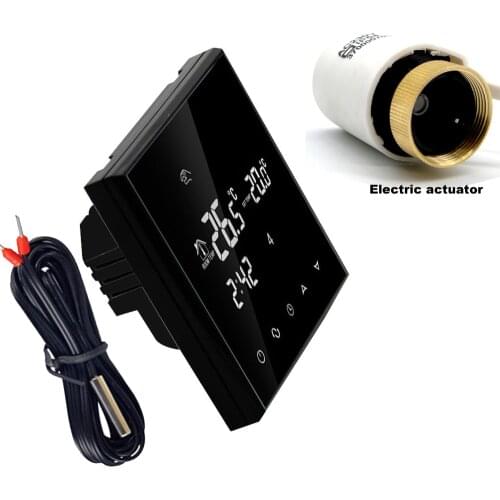 Double sensor Programmable LCD Touch Screen floor heating Electric actuator thermostat with Room