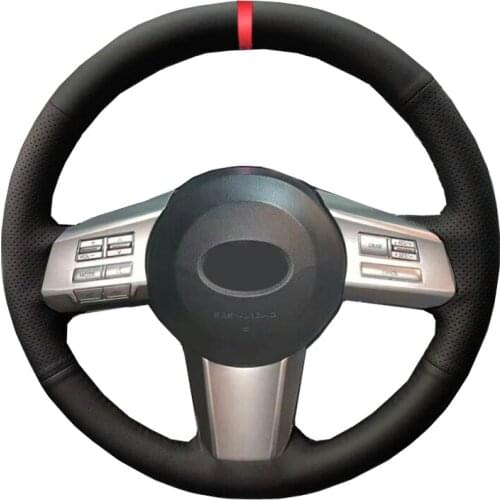 Hand Sewing Auto Car Steering Wheel Cover Wrap For Subaru Outback 2010 2011 2012 Legacy 2009-2012 Red Marker Artificial Leather
