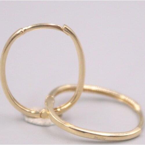 Real Pure 18K Yellow Gold Earrings Special Glossy U Hoop Earrings 1.5-1.7g For Men Woman Lucky Gift