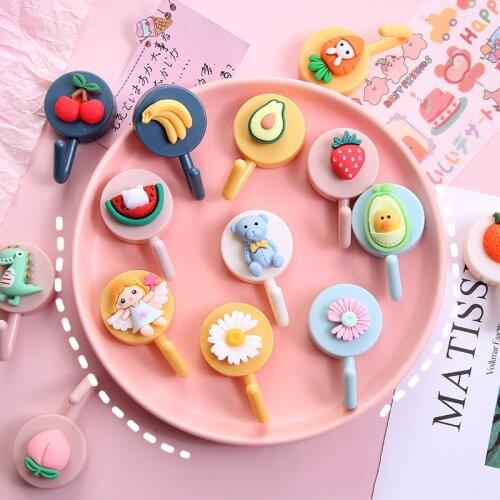 Lovely Fruit Cartoon Wall Hanger Hook Key Wall Crochet Holder Removable Kitchen Hooks Home Decor Key Holder Wall Hook