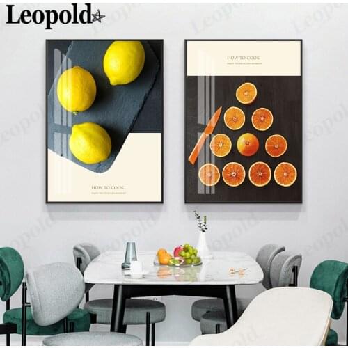 Modern Food Canvas Poster Restaurant Decoration Lemon Orange Coffee Painting Wall Art Kitchen Living Room Decoration