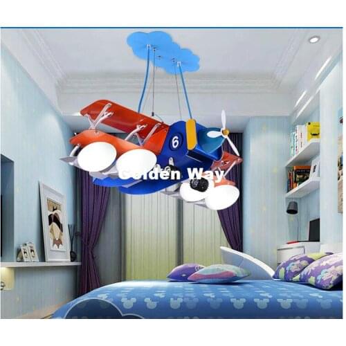 Modern L67cm Blue Creative Plane LED Pendant Light Decorative Children Bedroom Boy Cartoon Home Decora Lighting Pendant Lighting